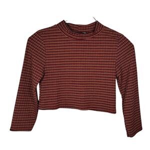 Boohoo Cropped Striped 3/4 Sleeve Crop Top Women's 6